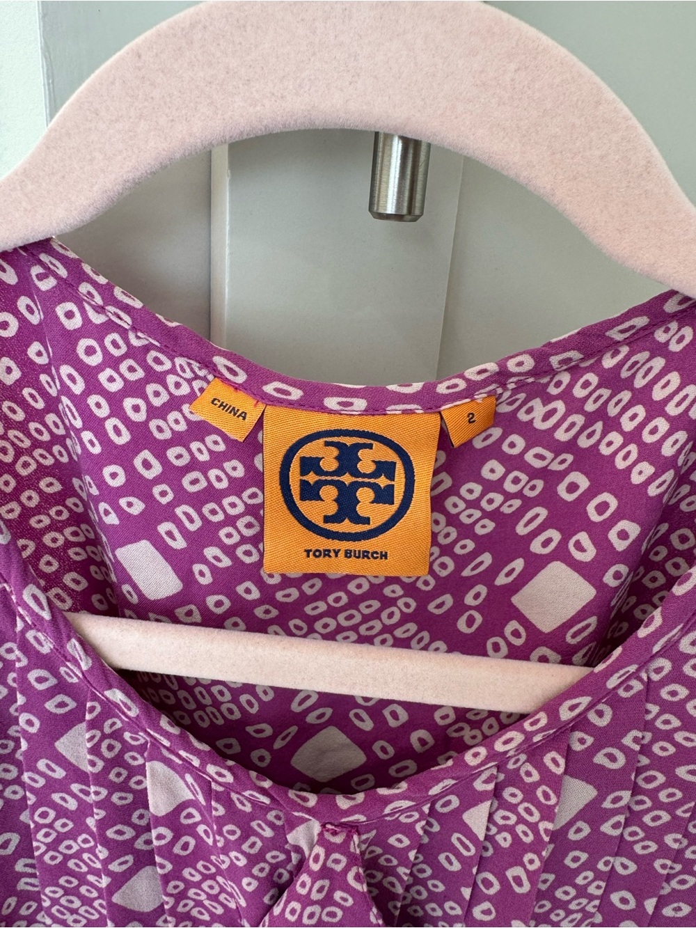 Tory Burch Purple and White Patterned Top